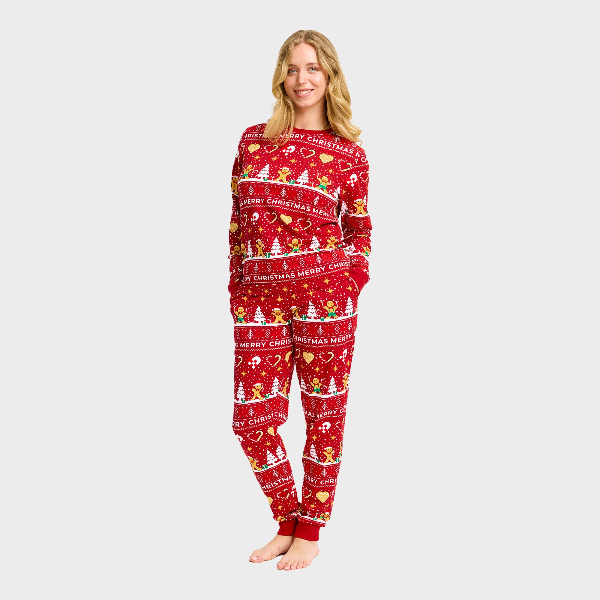 Christmas Cookie julepyjamas rød - Dame.